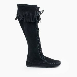 Minnetonka knee high black suede boots